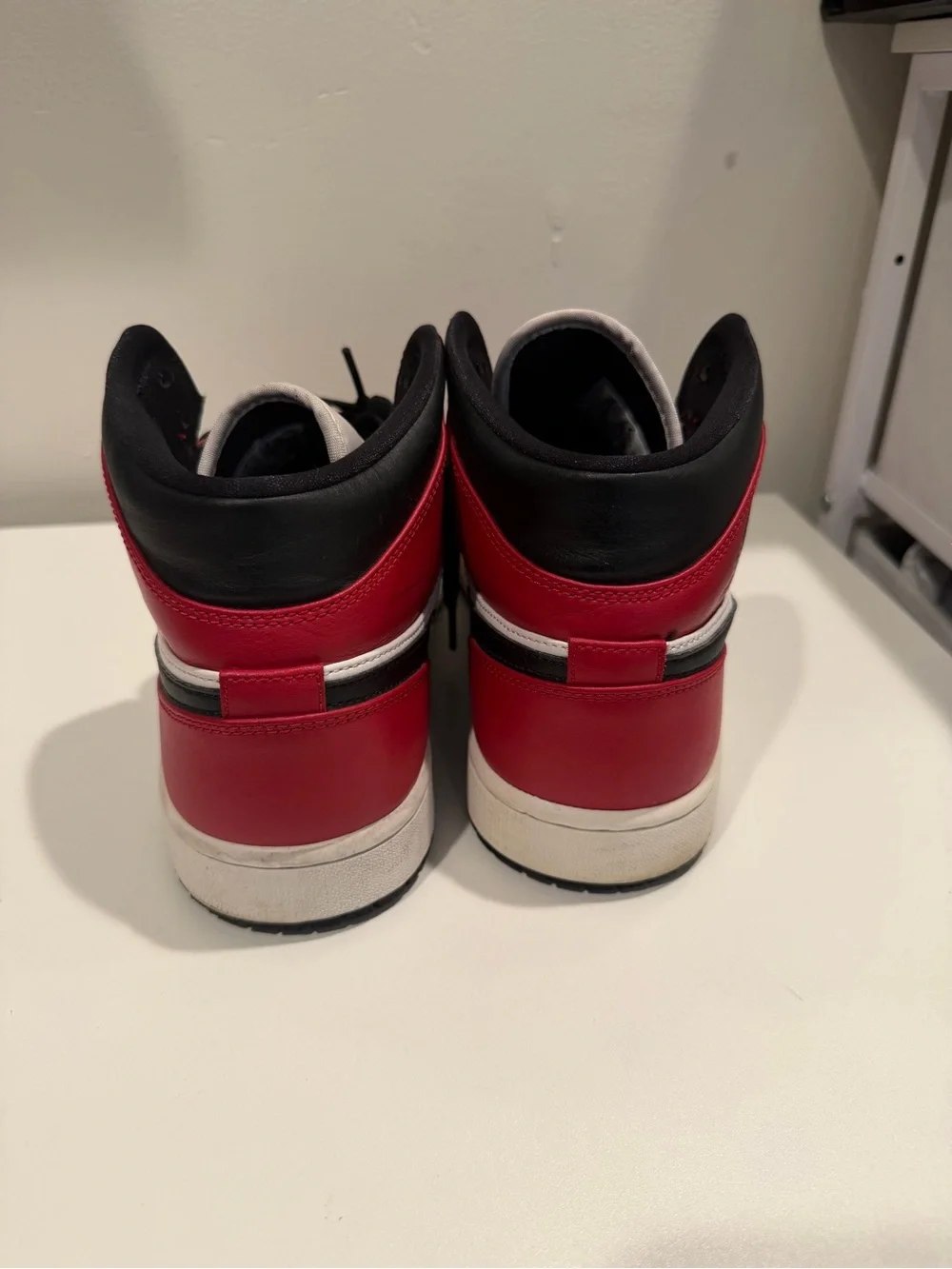 Jordan 1 mid  Black, Red & White